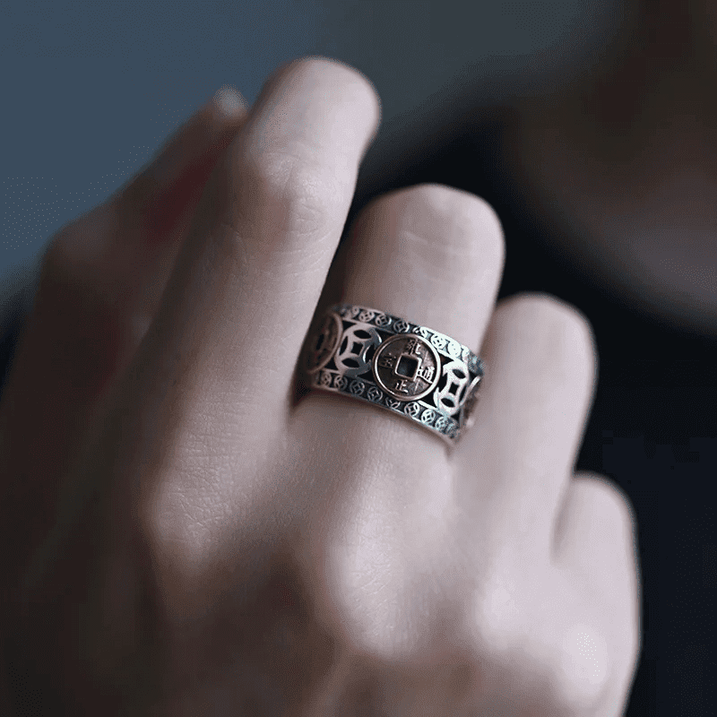 THE MEN THING Rings FOUR EMPERORS COINS - Adjustable Alloy Ring for Men & Boys
