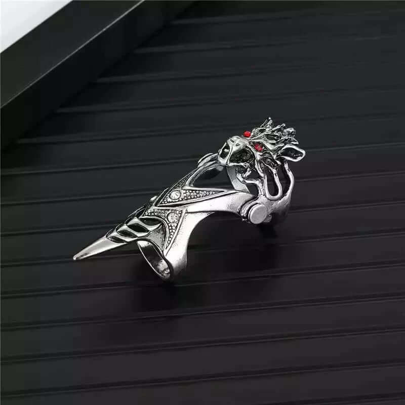 THE MEN THING Rings FURIOUS-REDEYE - Gothic Wolf Knuckle Joint Full Finger Ring for Men & Boys