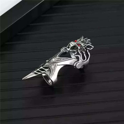 THE MEN THING Rings FURIOUS-REDEYE - Gothic Wolf Knuckle Joint Full Finger Ring for Men & Boys