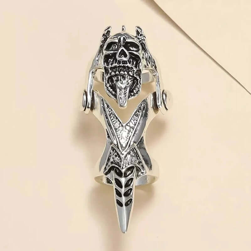 THE MEN THING Rings GOTHICKULL - Gothic Skull Knuckle Adjustable joint Full Finger Ring for Men & Boys