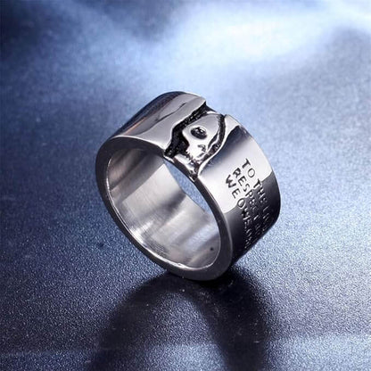 THE MEN THING Rings HALF FACE SKULL - Titanium Steel Silver Ring for Men and Boys ( Size-22)