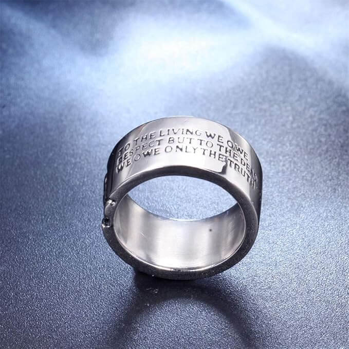 THE MEN THING Rings HALF FACE SKULL - Titanium Steel Silver Ring for Men and Boys ( Size-22)