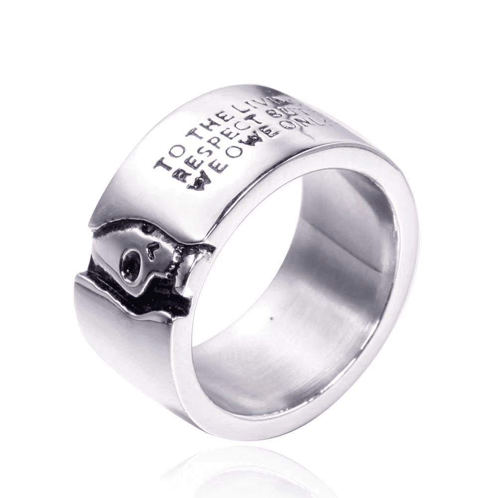 THE MEN THING Rings HALF FACE SKULL - Titanium Steel Silver Ring for Men and Boys ( Size-22)