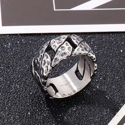 THE MEN THING Rings IRONFIST HAMMERED RING - Titanium Steel Ring - Pure Titanium Steel Ring for Men Size - 21
