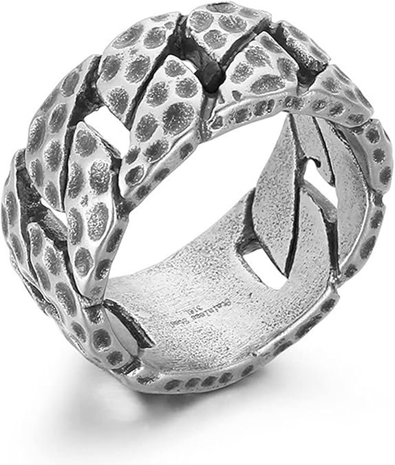 THE MEN THING Rings IRONFIST HAMMERED RING - Titanium Steel Ring - Pure Titanium Steel Ring for Men Size - 21