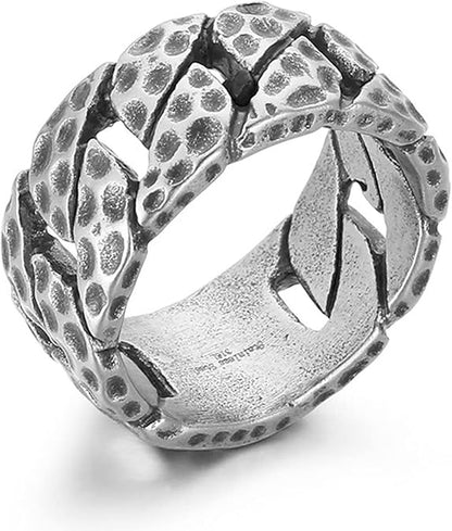 THE MEN THING Rings IRONFIST HAMMERED RING - Titanium Steel Ring - Pure Titanium Steel Ring for Men Size - 21