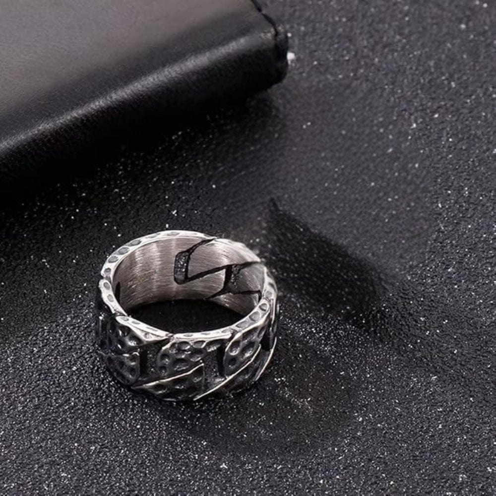 THE MEN THING Rings IRONFIST HAMMERED RING - Titanium Steel Ring - Pure Titanium Steel Ring for Men Size - 21