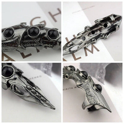 THE MEN THING Rings KING-WARRIOR - Black Antique Skull Knuckle Joint Full Finger Ring for Men & Boys