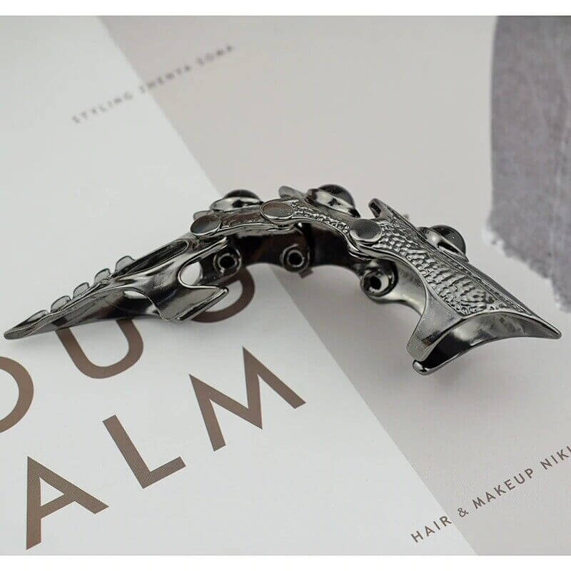 THE MEN THING Rings KING-WARRIOR - Black Antique Skull Knuckle Joint Full Finger Ring for Men & Boys