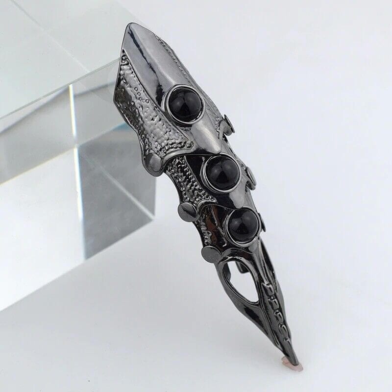 THE MEN THING Rings KING-WARRIOR - Black Antique Skull Knuckle Joint Full Finger Ring for Men & Boys