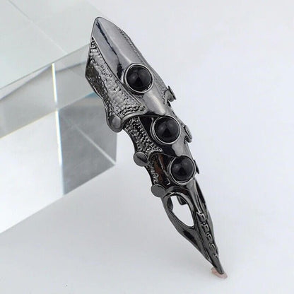 THE MEN THING Rings KING-WARRIOR - Black Antique Skull Knuckle Joint Full Finger Ring for Men & Boys