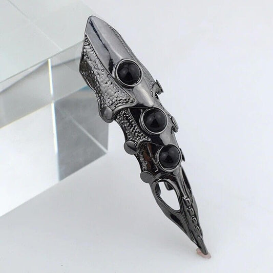 THE MEN THING Rings KING-WARRIOR - Black Antique Skull Knuckle Joint Full Finger Ring for Men & Boys