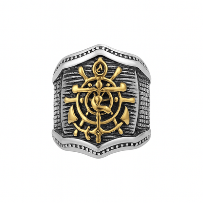 THE MEN THING Rings MAJESTIC ANCHOR - Pure Stainless Steel Men’s Steel-Plated Ring – Statement Luxury Jewelry (Size : 18-23-27)