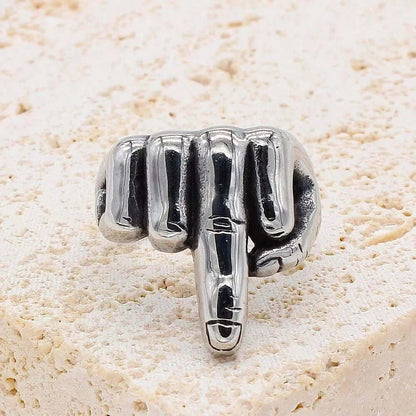 THE MEN THING Rings MIDDLE FINGER - Titanium Steel Ring for Men (Size, 17-21- 24)