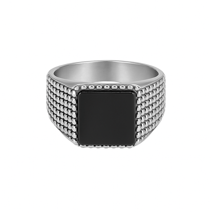 THE MEN THING Rings MIDNIGHT HEX RING - Pure Stainless Steel Men’s Steel-Plated Ring – Statement Luxury Jewelry (Size : 18-21-24)