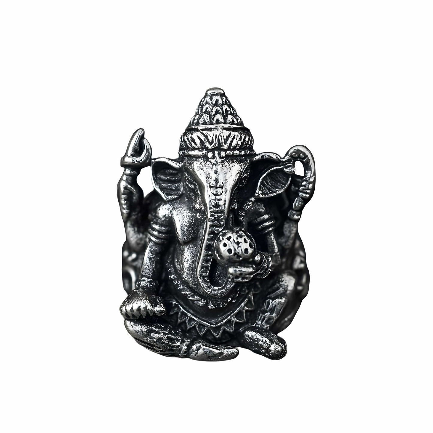 THE MEN THING Rings MYSTIC GANRAJ RING - Pure Stainless Steel Men’s Steel-Plated Ring – Statement Luxury Jewelry (Size : 18-21-24)