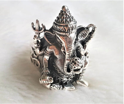 THE MEN THING Rings MYSTIC GANRAJ RING - Pure Stainless Steel Men’s Steel-Plated Ring – Statement Luxury Jewelry (Size : 18-21-24)
