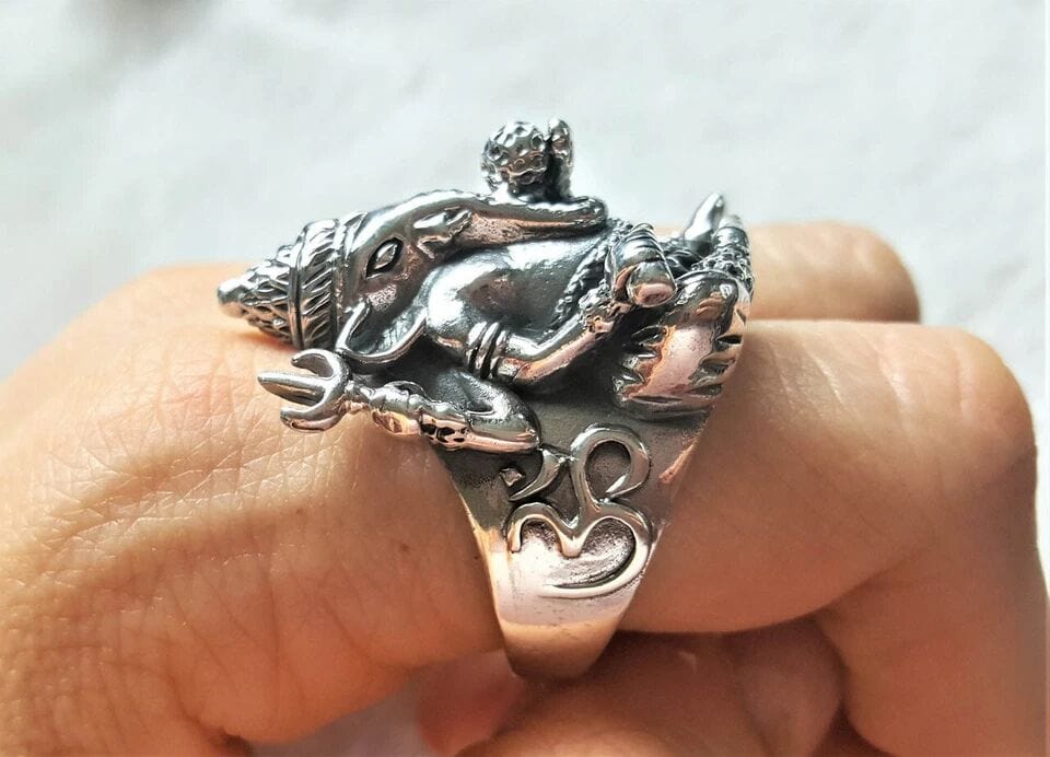 THE MEN THING Rings MYSTIC GANRAJ RING - Pure Stainless Steel Men’s Steel-Plated Ring – Statement Luxury Jewelry (Size : 18-21-24)