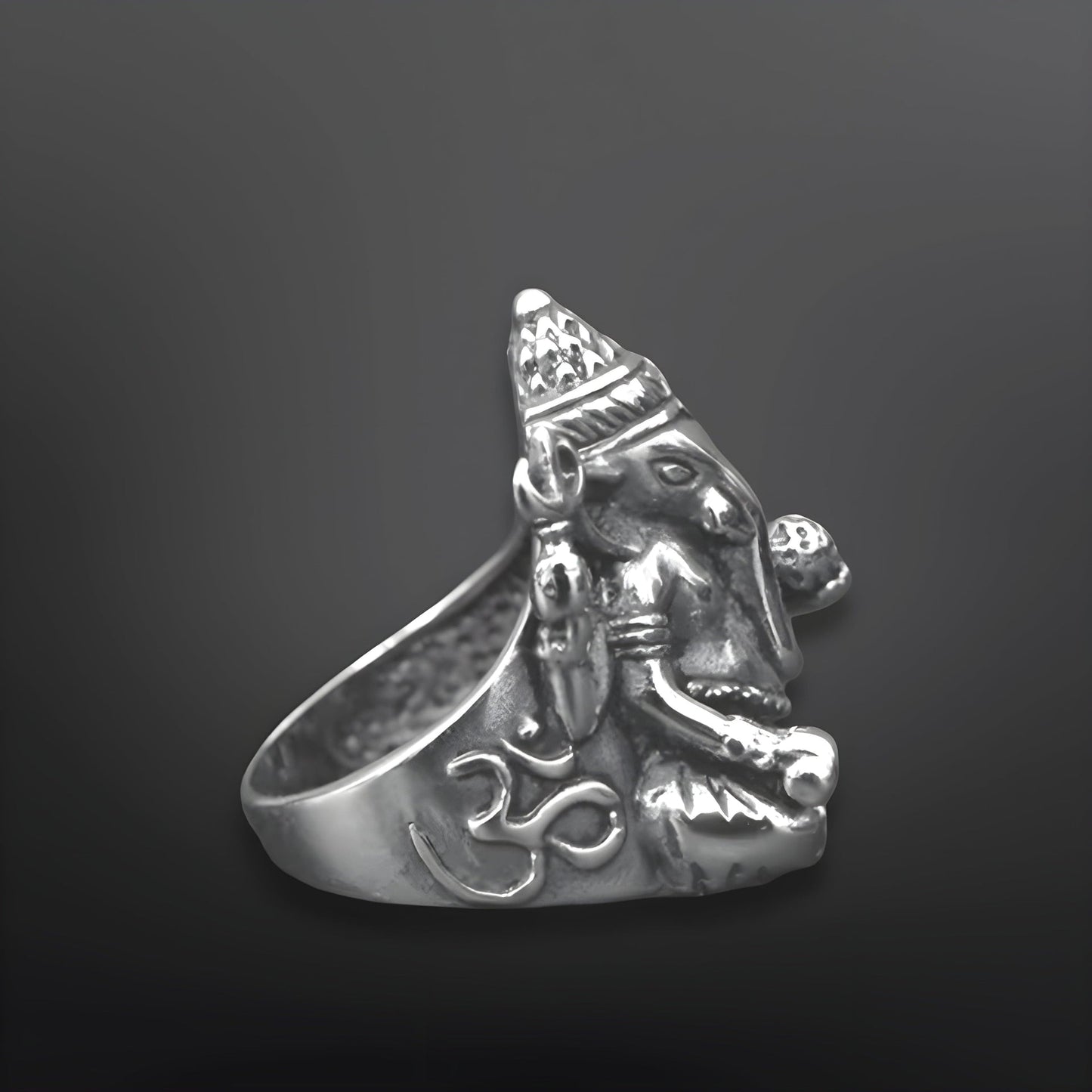 THE MEN THING Rings MYSTIC GANRAJ RING - Pure Stainless Steel Men’s Steel-Plated Ring – Statement Luxury Jewelry (Size : 18-21-24)