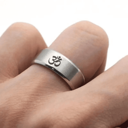 THE MEN THING Rings OM SILVER - Titanium Steel Ring for Men & Boys (Size : 22 )