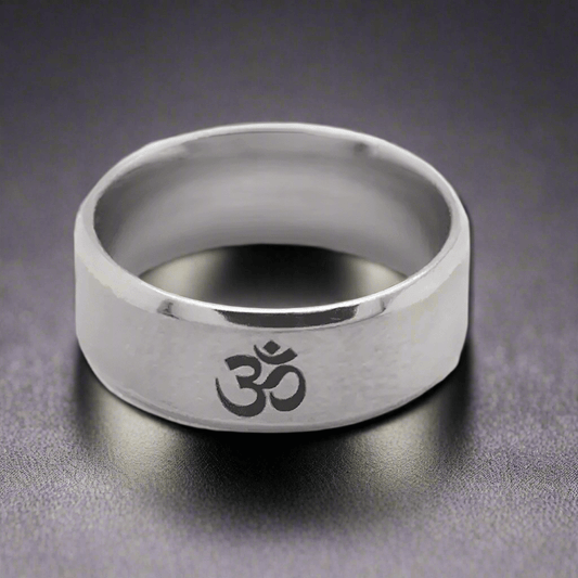 THE MEN THING Rings OM SILVER - Titanium Steel Ring for Men & Boys (Size : 22 )