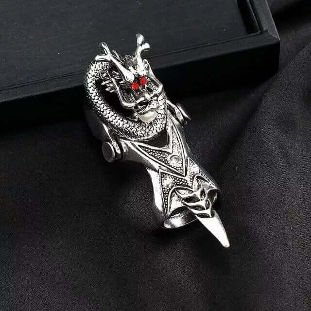 THE MEN THING Rings PEARLEYED - Gothic Snake Knuckle Adjustable Joint Full Finger Ring for Men & Boys