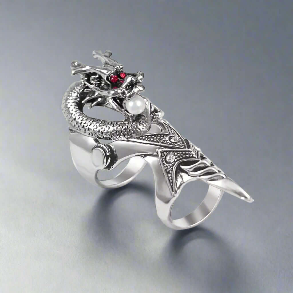 THE MEN THING Rings PEARLEYED - Gothic Snake Knuckle Adjustable Joint Full Finger Ring for Men & Boys