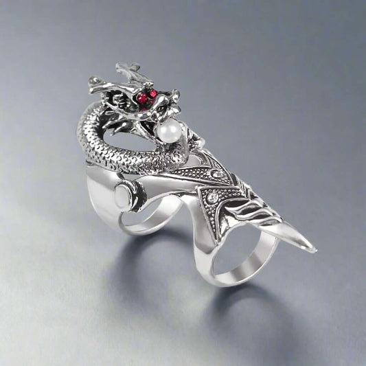 THE MEN THING Rings PEARLEYED - Gothic Snake Knuckle Adjustable Joint Full Finger Ring for Men & Boys