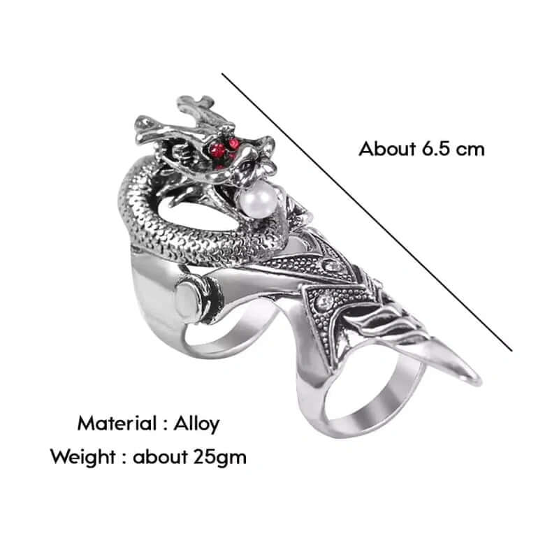 THE MEN THING Rings PEARLEYED - Gothic Snake Knuckle Adjustable Joint Full Finger Ring for Men & Boys