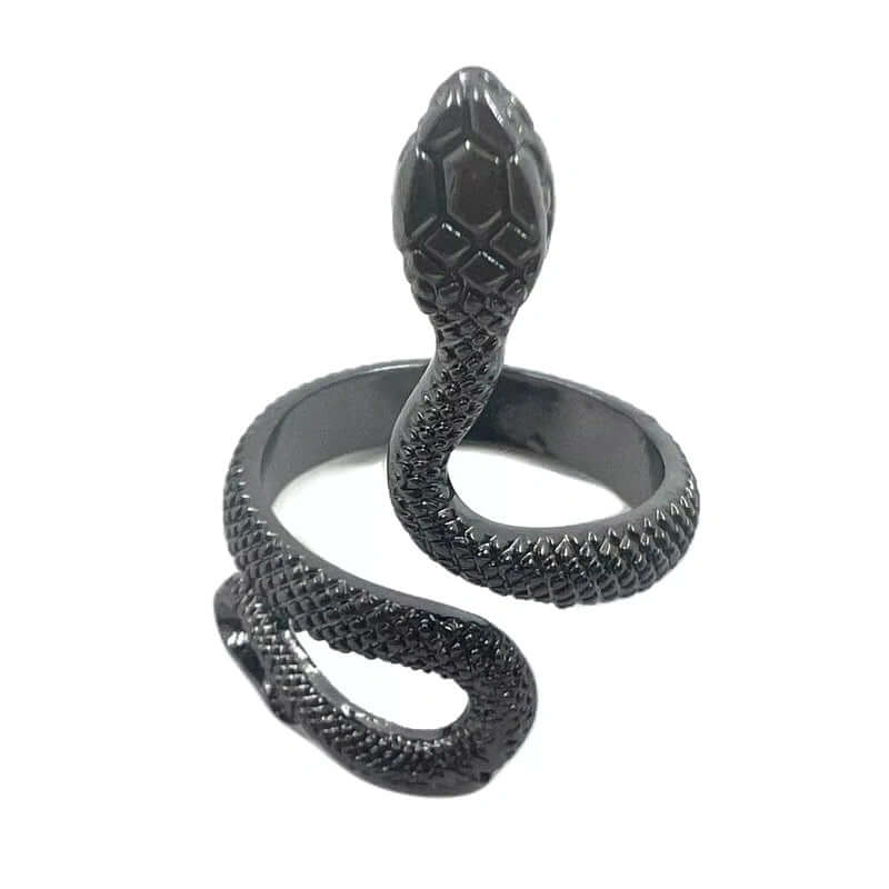 THE MEN THING Rings RATTLER -  Alloy Adjustable Vintage Black Snake Ring, American trending Style for Men & Boys