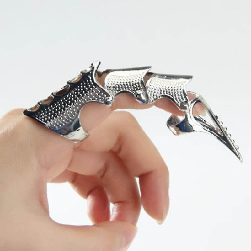 THE MEN THING Rings RINOSKIN - Silver Guard Adjustable Knuckle Joint Full Finger Ring for Men & Boys
