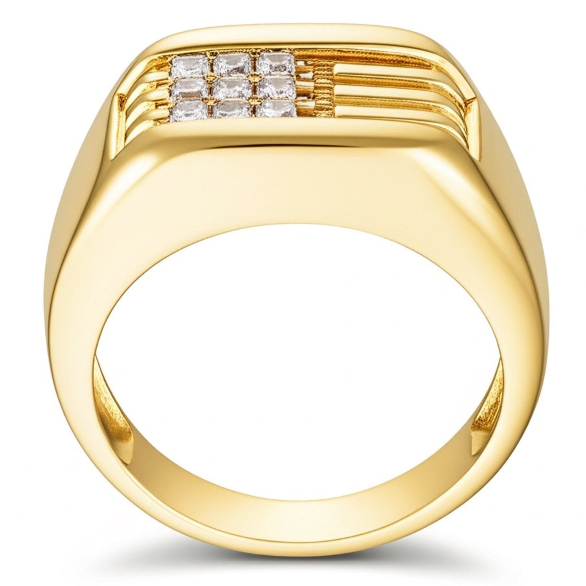 THE MEN THING Rings Royal Series - ALPHA BLOCK RING - Pure Stainless Steel Men’s Gold-Plated Ring – Statement Luxury Jewelry (Size : 19-21-24)