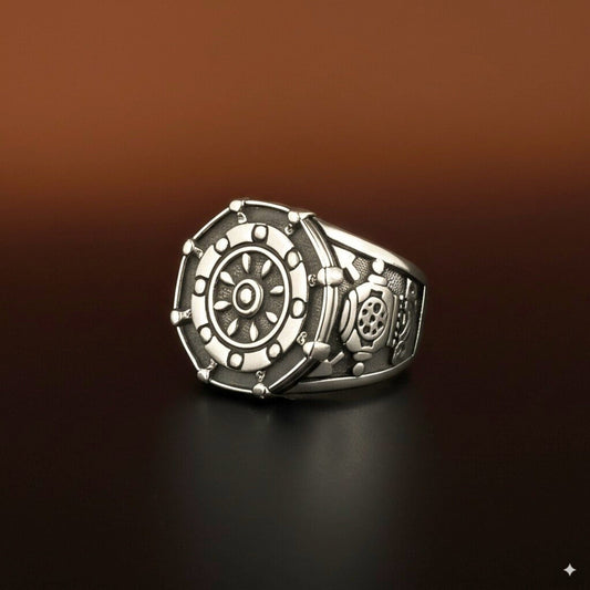 THE MEN THING Rings Royal Series - AQUALOR RING - Pure Stainless Steel Men’s Steel-Black-Plated Ring – Statement Luxury Jewelry (Size : 18-21-24)