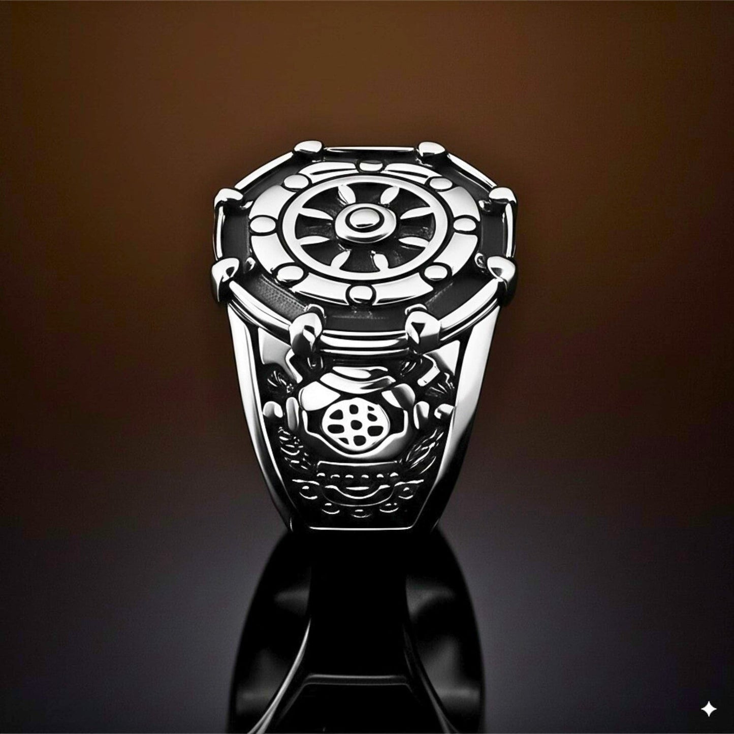 THE MEN THING Rings Royal Series - AQUALOR RING - Pure Stainless Steel Men’s Steel-Black-Plated Ring – Statement Luxury Jewelry (Size : 18-21-24)