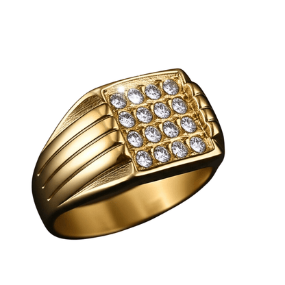 THE MEN THING Rings Royal Series - ARCLUME RING - Pure Stainless Steel Men’s Gold-Plated Ring – Statement Luxury Jewelry (Size : 17-19-22-24-27)
