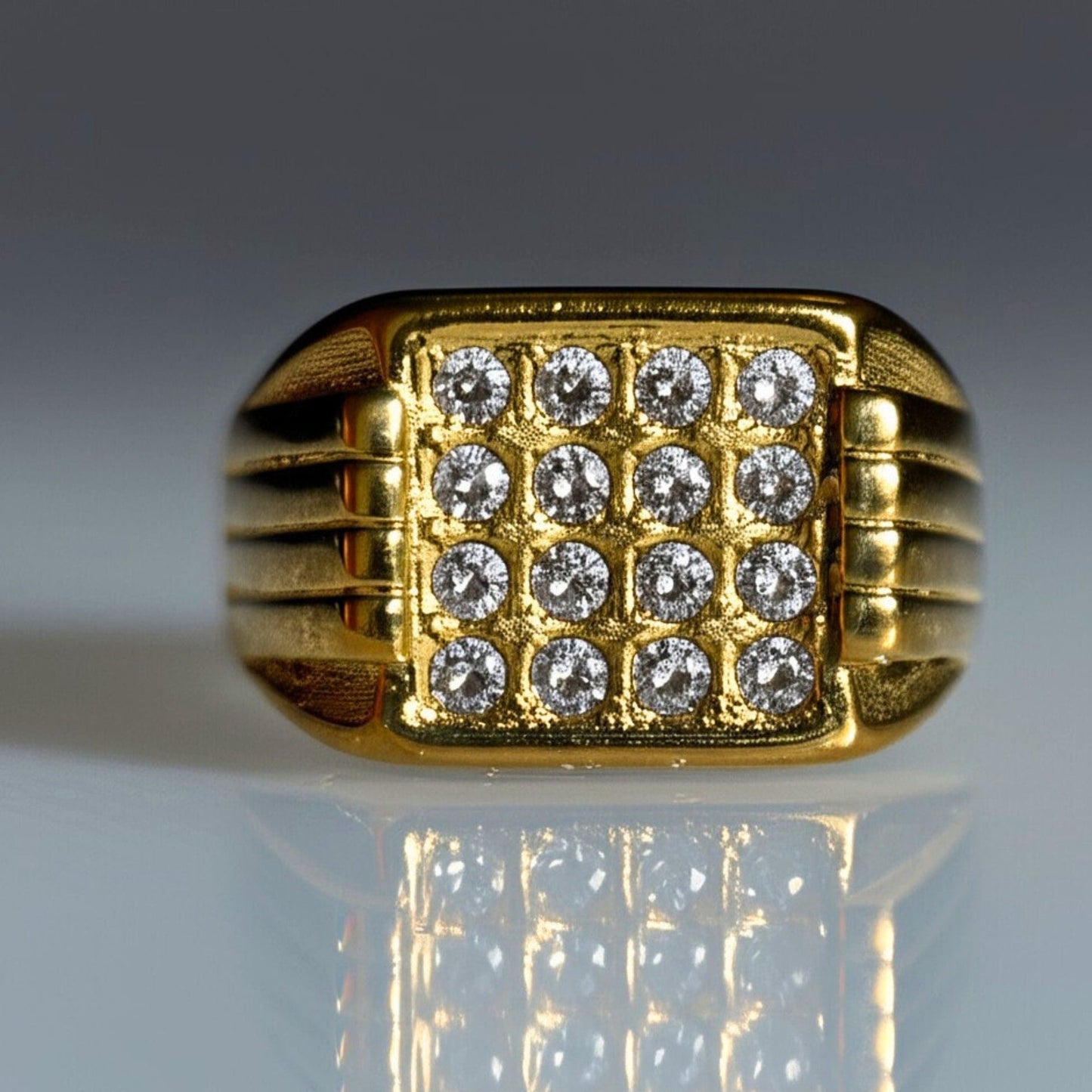 THE MEN THING Rings Royal Series - ARCLUME RING - Pure Stainless Steel Men’s Gold-Plated Ring – Statement Luxury Jewelry (Size : 17-19-24-27)