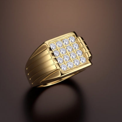 THE MEN THING Rings Royal Series - ARCLUME RING - Pure Stainless Steel Men’s Gold-Plated Ring – Statement Luxury Jewelry (Size : 17-19-24-27)
