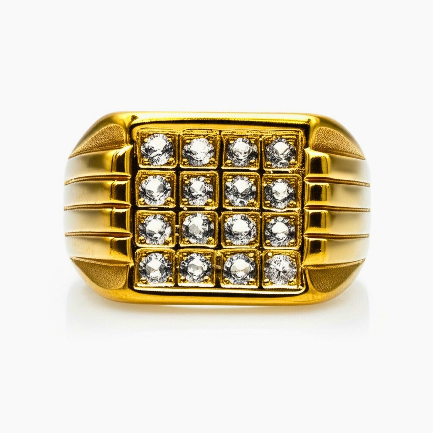 THE MEN THING Rings Royal Series - ARCLUME RING - Pure Stainless Steel Men’s Gold-Plated Ring – Statement Luxury Jewelry (Size : 17-19-24-27)