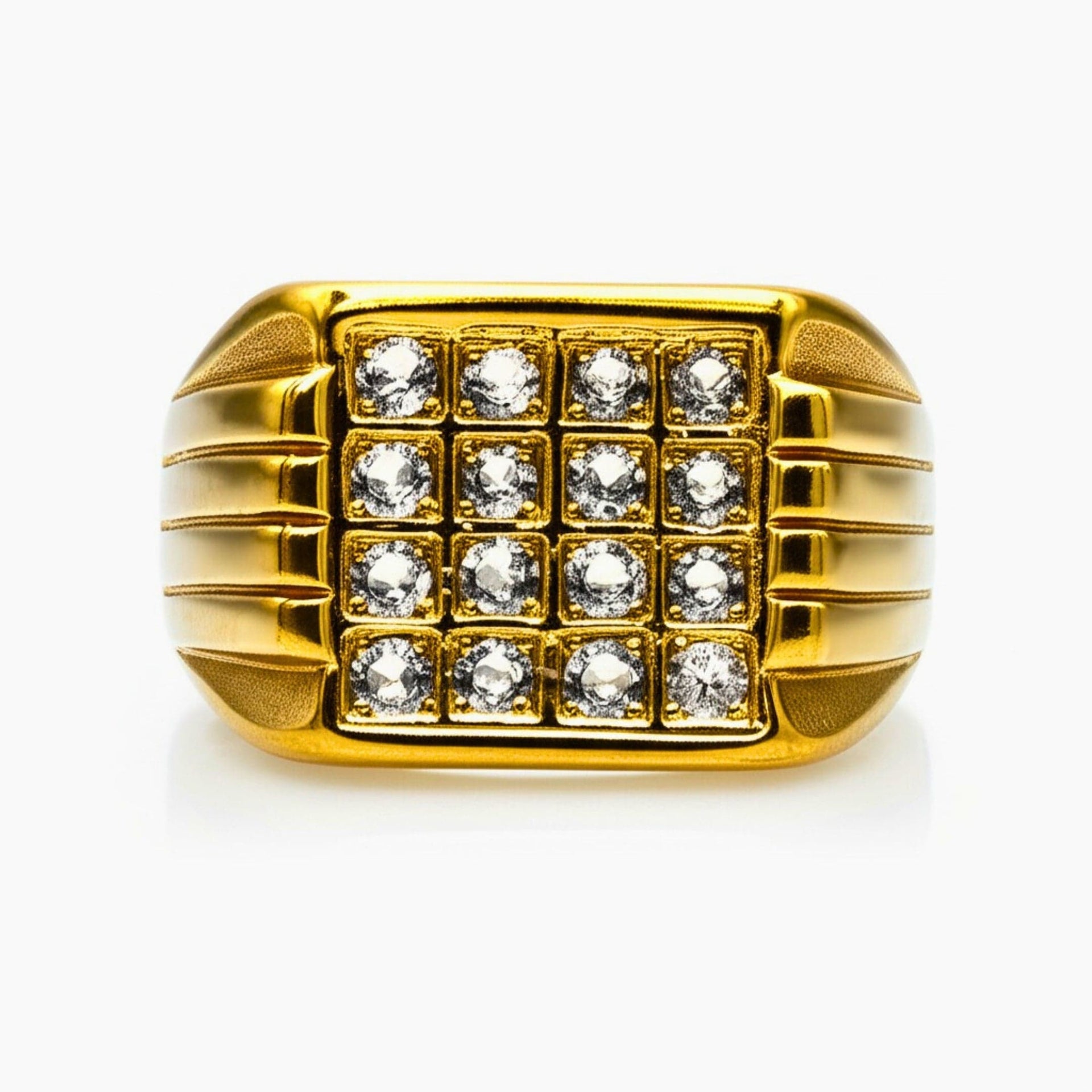 THE MEN THING Rings Royal Series - ARCLUME RING - Pure Stainless Steel Men’s Gold-Plated Ring – Statement Luxury Jewelry (Size : 17-19-24-27)