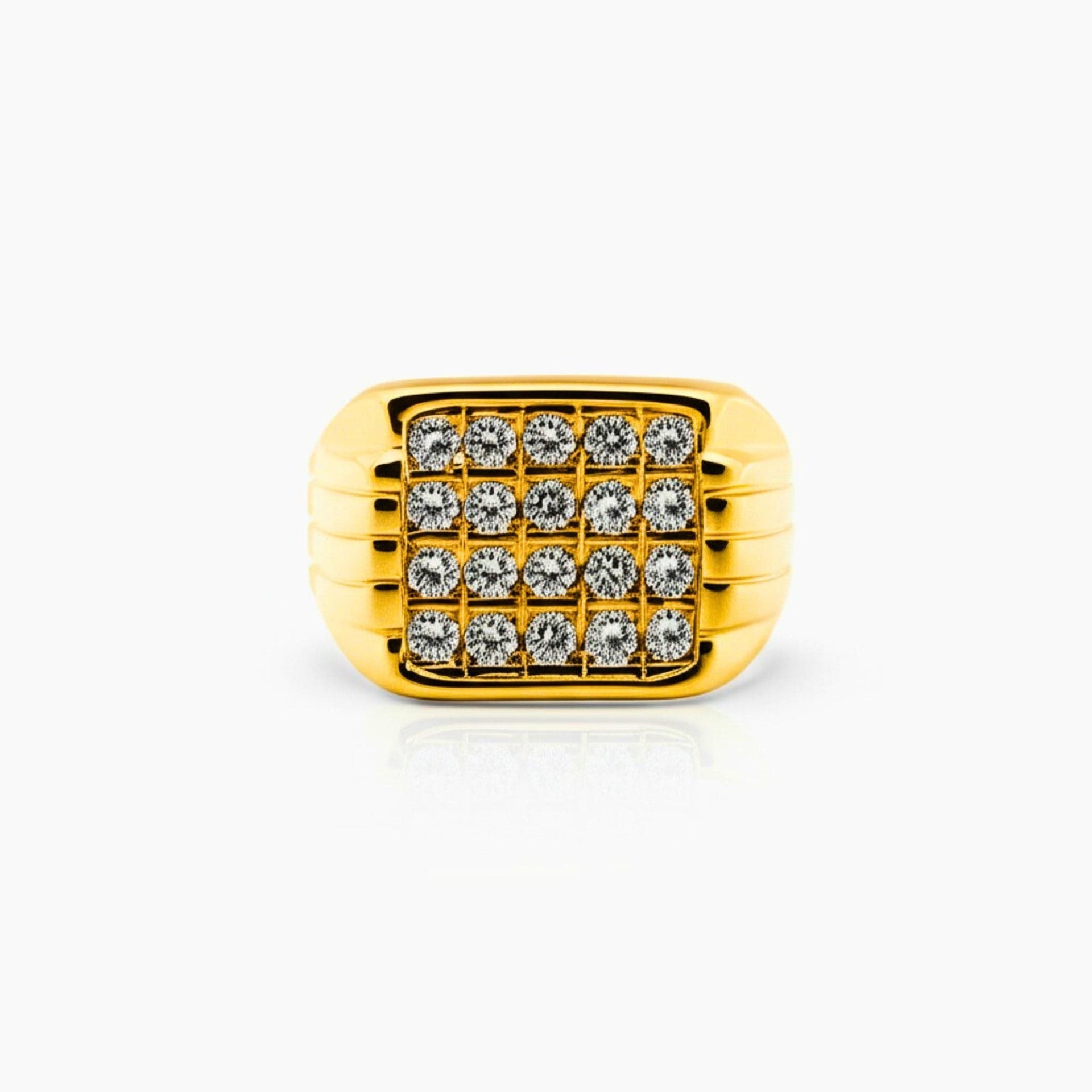 THE MEN THING Rings Royal Series - ARCLUME RING - Pure Stainless Steel Men’s Gold-Plated Ring – Statement Luxury Jewelry (Size : 17-19-24-27)