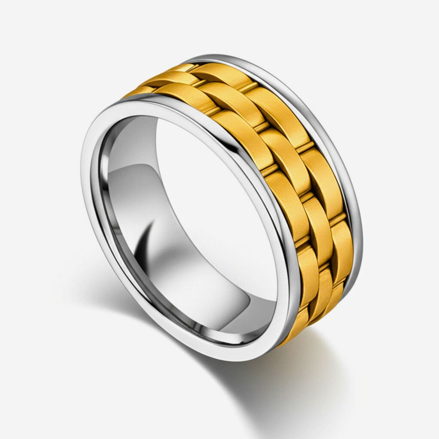 THE MEN THING Rings Royal Series - AUREX RING - Pure Stainless Steel Men’s Gold-Steel-Plated Ring – Statement Luxury Jewelry (Size : 17-19-22-25-27)