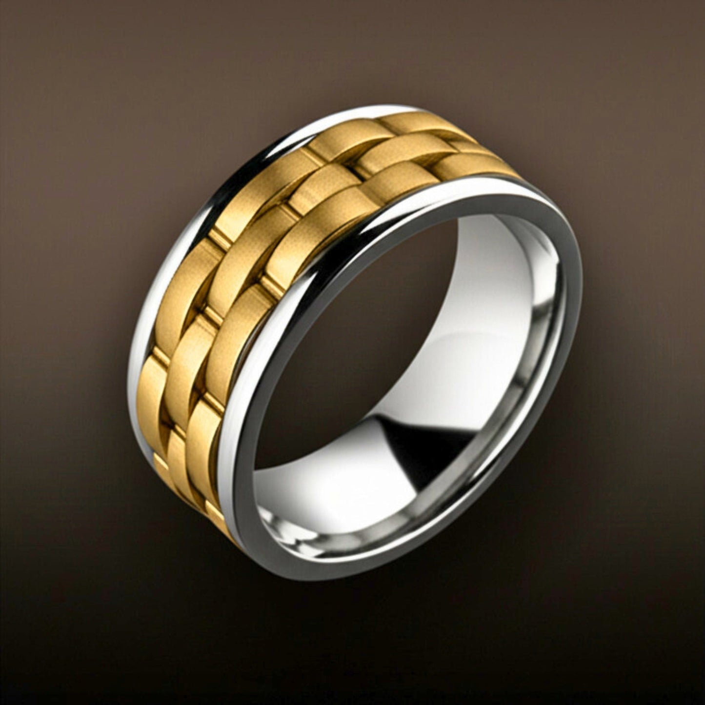 THE MEN THING Rings Royal Series - AUREX RING - Pure Stainless Steel Men’s Gold-Steel-Plated Ring – Statement Luxury Jewelry (Size : 17-19-22-25-27)