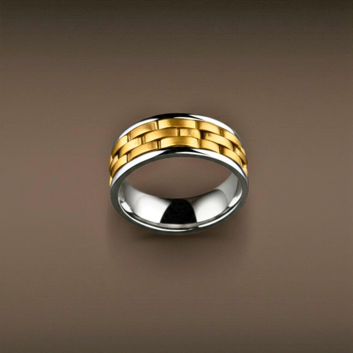 THE MEN THING Rings Royal Series - AUREX RING - Pure Stainless Steel Men’s Gold-Steel-Plated Ring – Statement Luxury Jewelry (Size : 17-19-22-25-27)