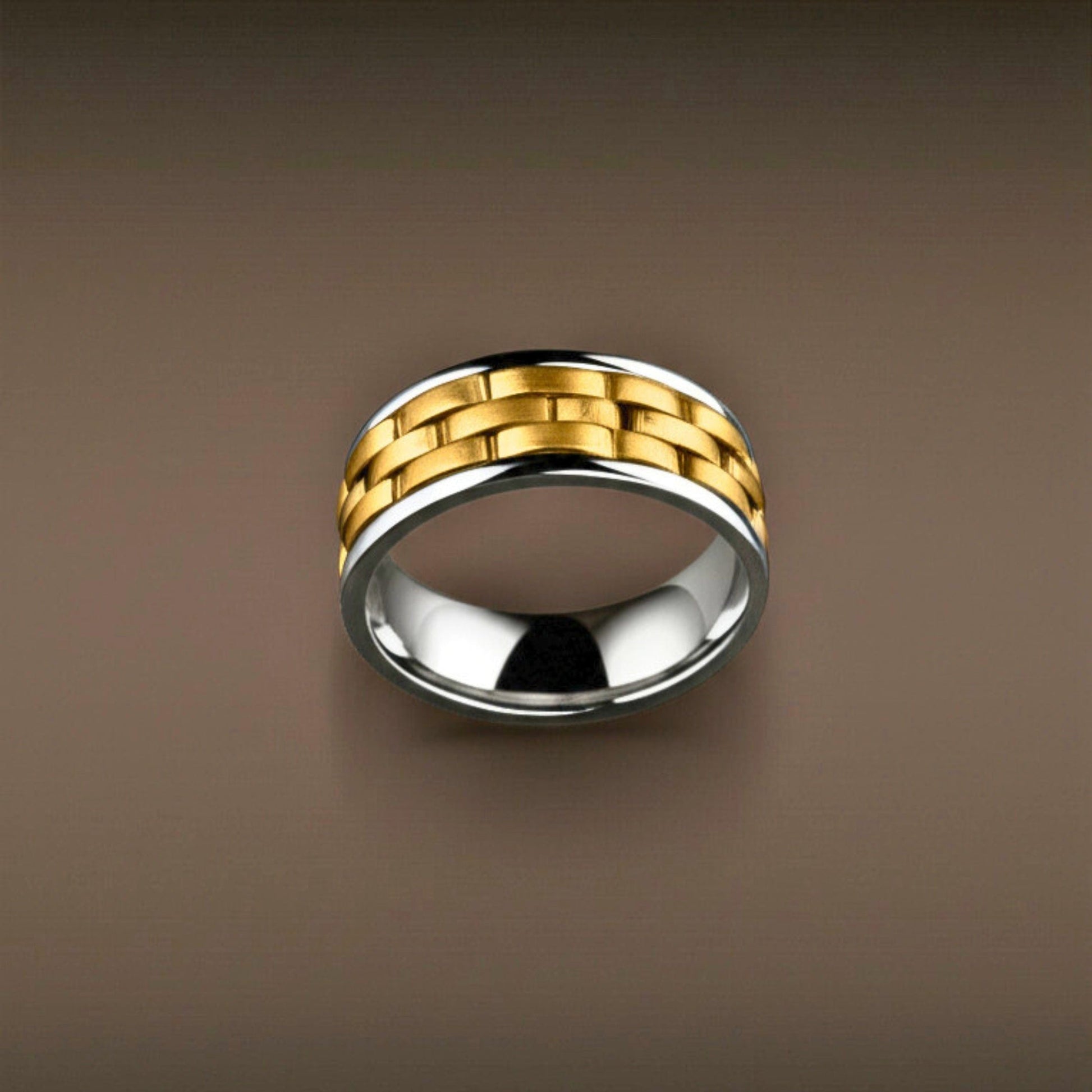 THE MEN THING Rings Royal Series - AUREX RING - Pure Stainless Steel Men’s Gold-Steel-Plated Ring – Statement Luxury Jewelry (Size : 17-19-22-25-27)