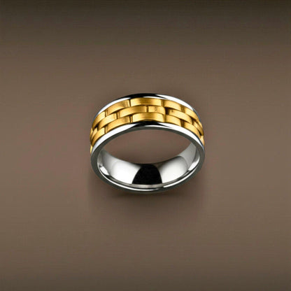 THE MEN THING Rings Royal Series - AUREX RING - Pure Stainless Steel Men’s Gold-Steel-Plated Ring – Statement Luxury Jewelry (Size : 17-19-22-25-27)
