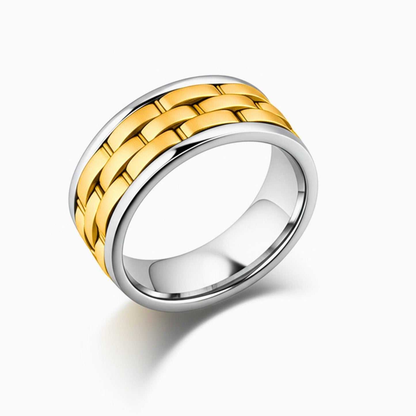 THE MEN THING Rings Royal Series - AUREX RING - Pure Stainless Steel Men’s Gold-Steel-Plated Ring – Statement Luxury Jewelry (Size : 17-19-22-25-27)