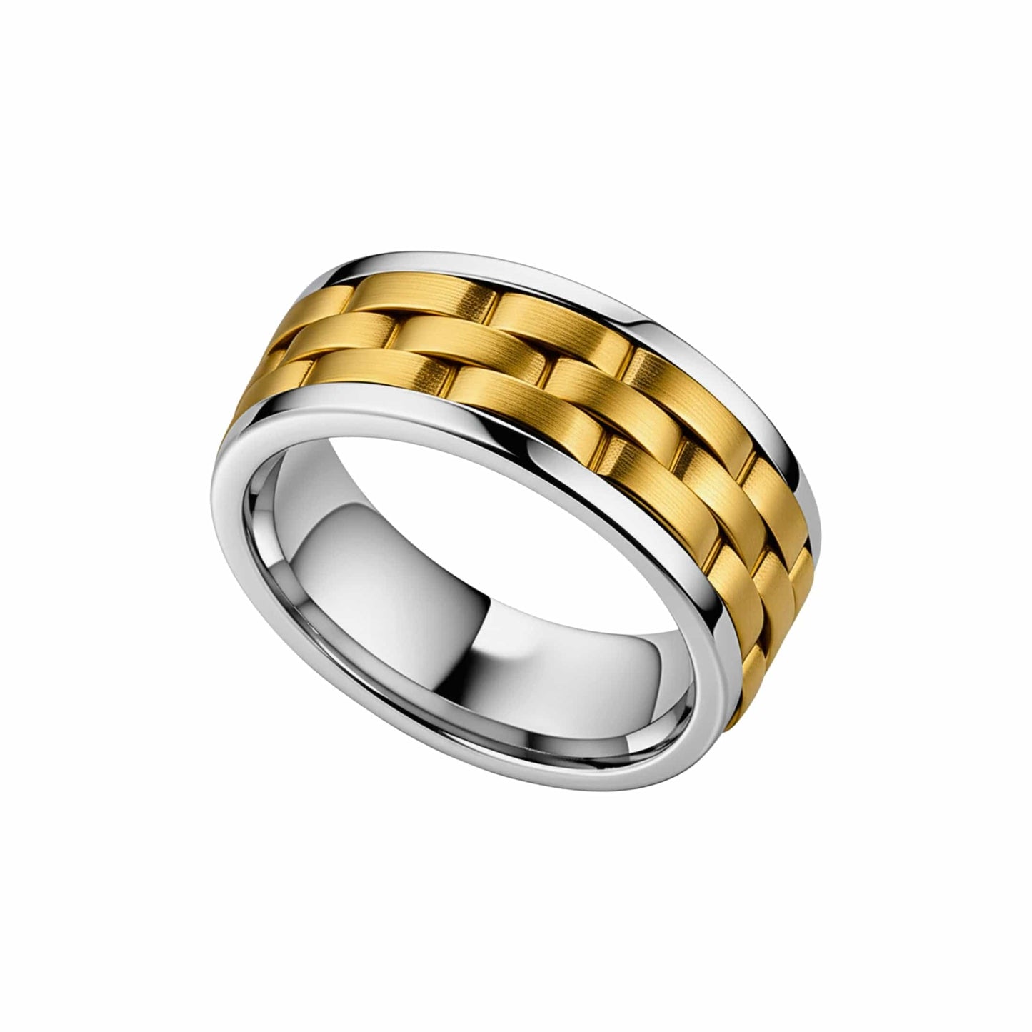 THE MEN THING Rings Royal Series - AUREX RING - Pure Stainless Steel Men’s Gold-Steel-Plated Ring – Statement Luxury Jewelry (Size : 17-19-22-25-27)