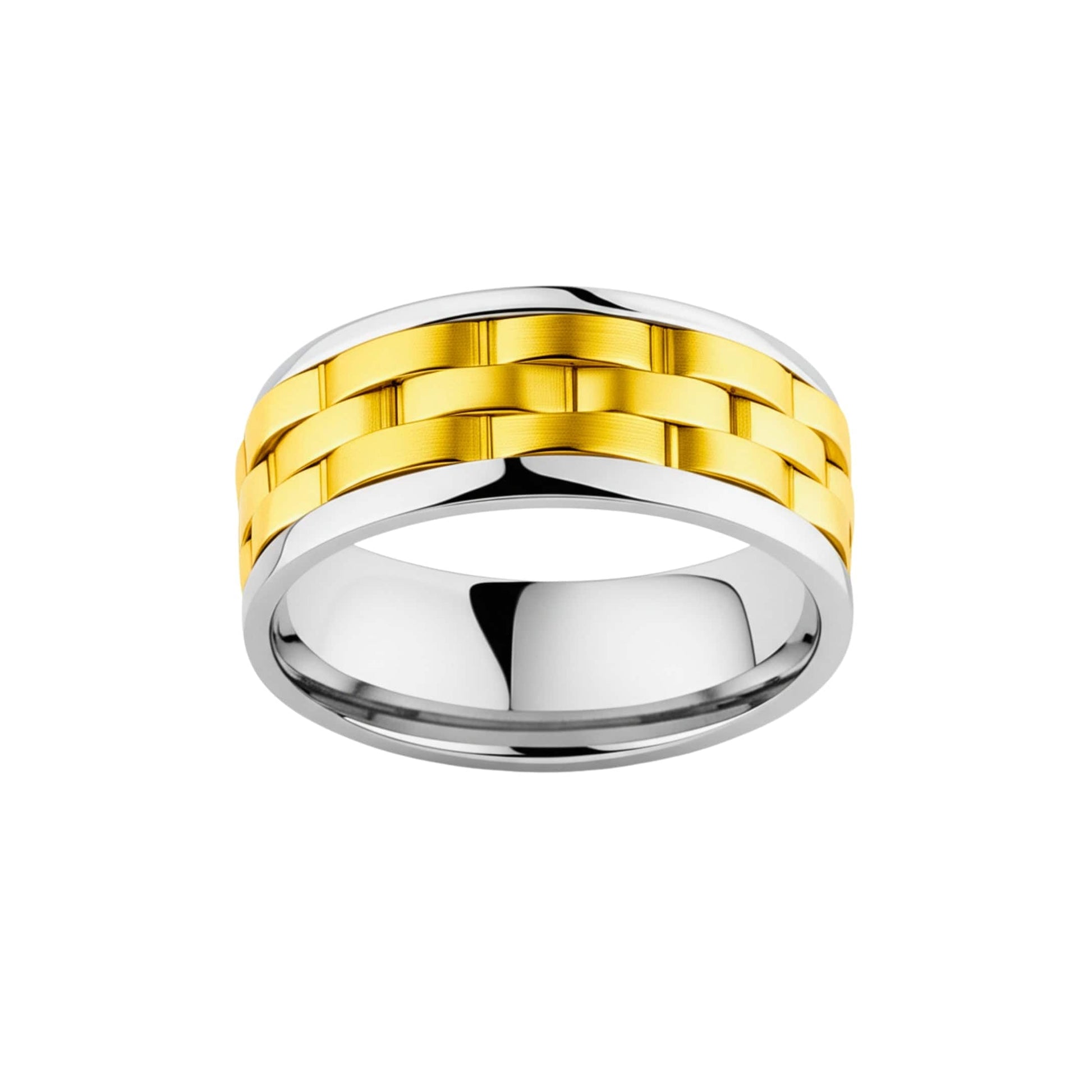 THE MEN THING Rings Royal Series - AUREX RING - Pure Stainless Steel Men’s Gold-Steel-Plated Ring – Statement Luxury Jewelry (Size : 17-19-22-25-27)