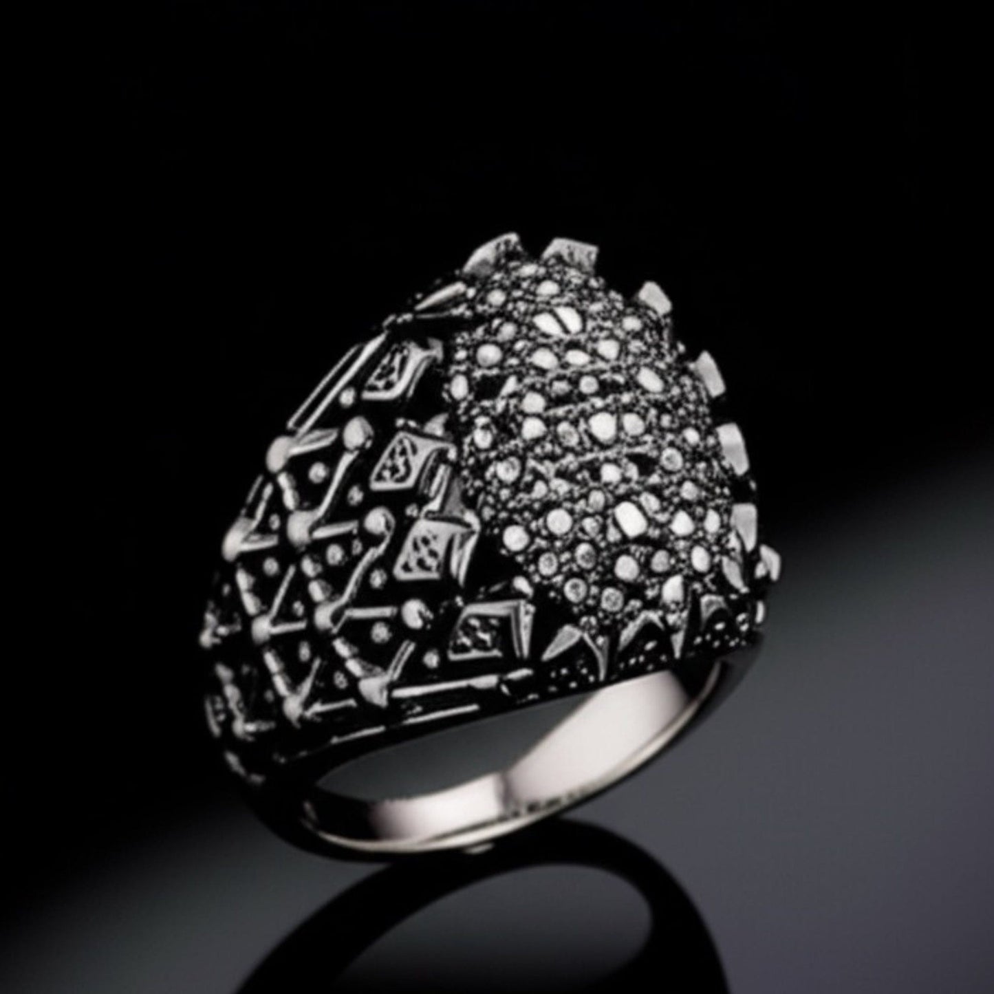 THE MEN THING Rings Royal Series - BLACK DOMINION RING - Pure Stainless Steel Men’s Black-Plated Ring – Statement Luxury Jewelry (Size : 19-21-23)