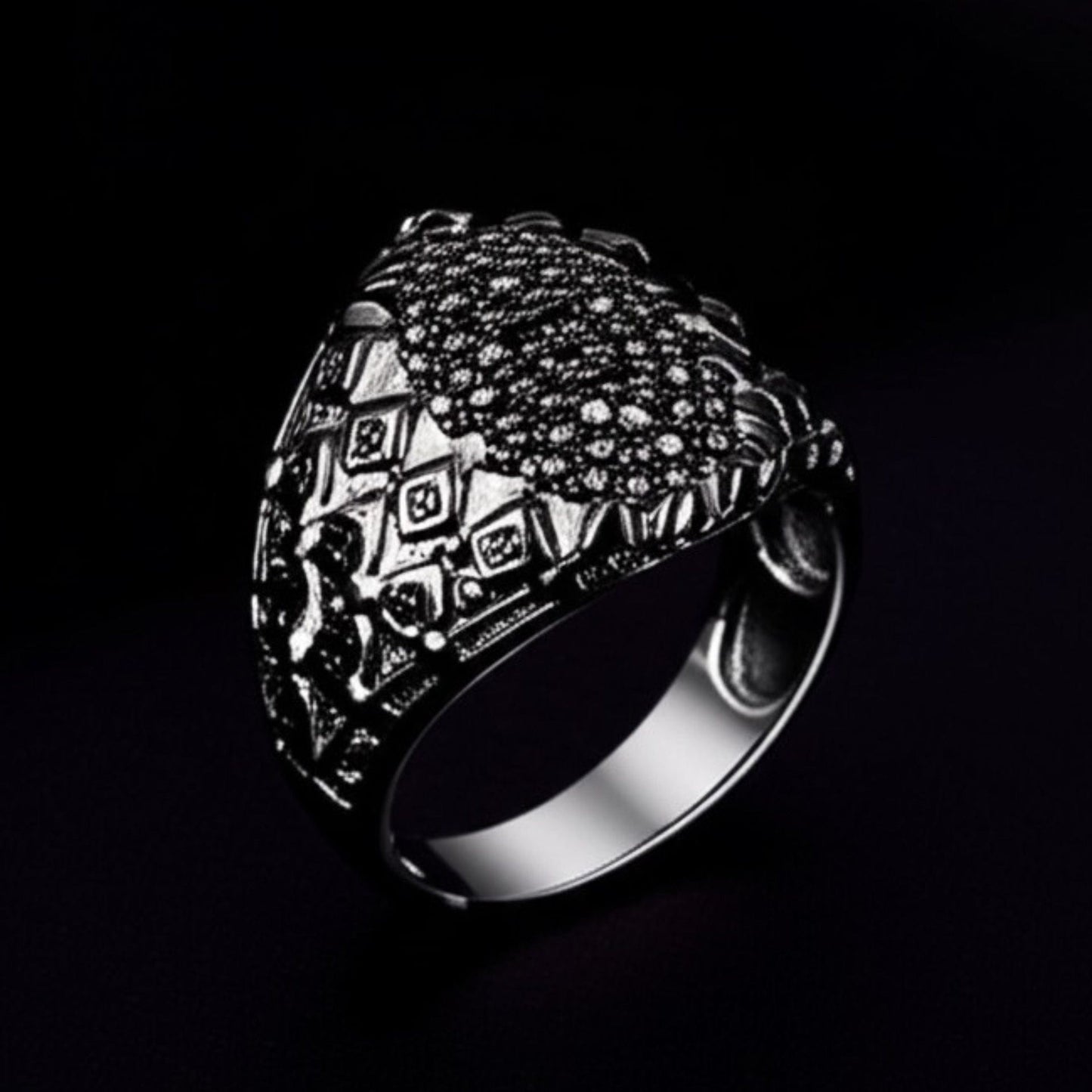 THE MEN THING Rings Royal Series - BLACK DOMINION RING - Pure Stainless Steel Men’s Black-Plated Ring – Statement Luxury Jewelry (Size : 19-21-23)